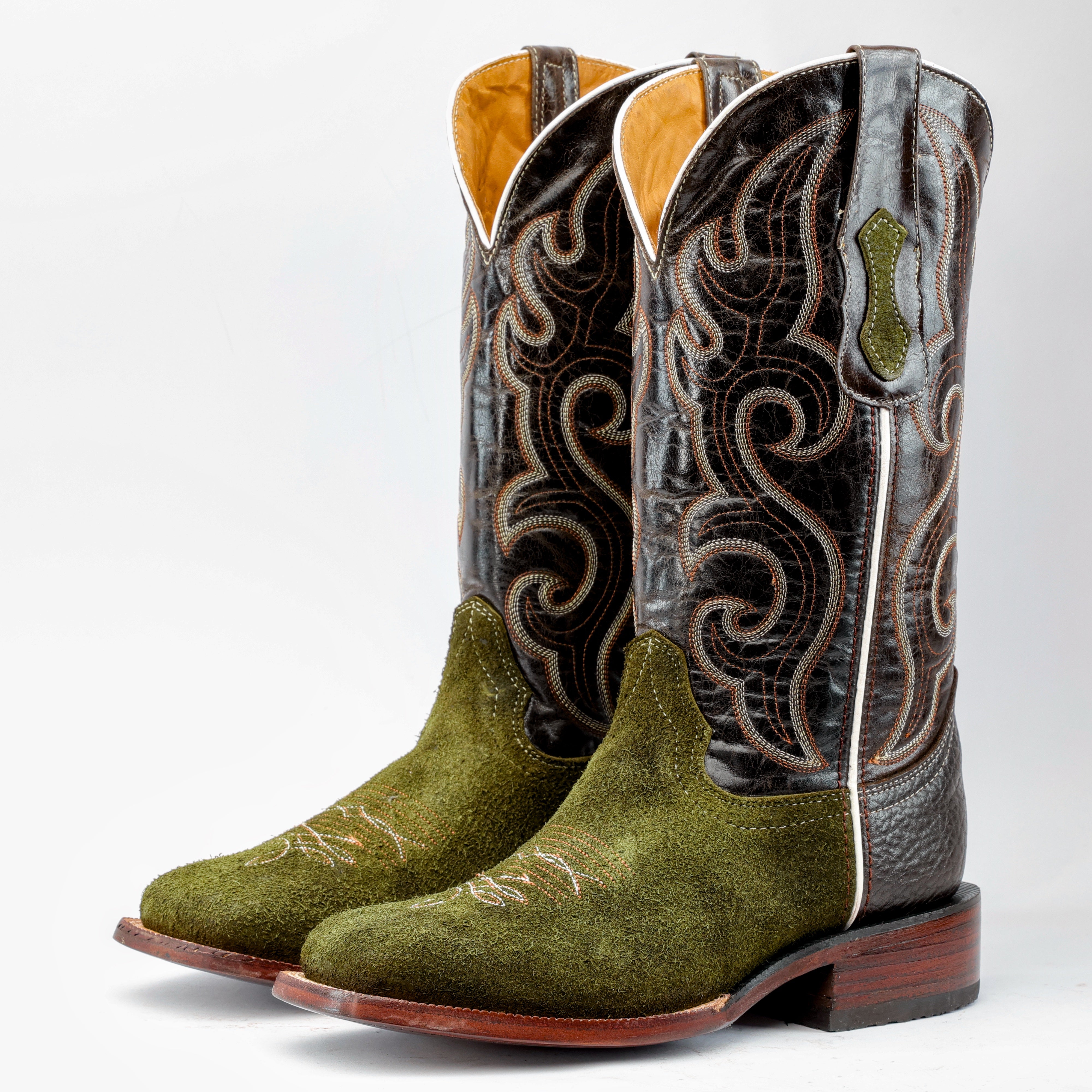 Olive Green Rough-Out Boots - Square Toe – Texas Boot Ranch