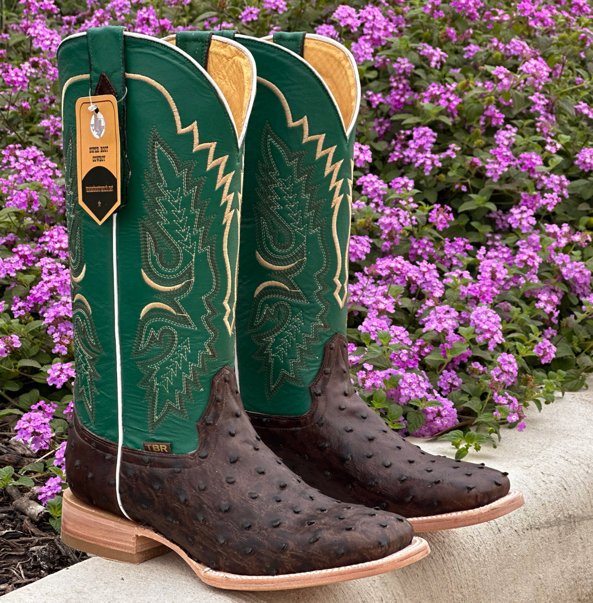 Green 2025 ostrich boots