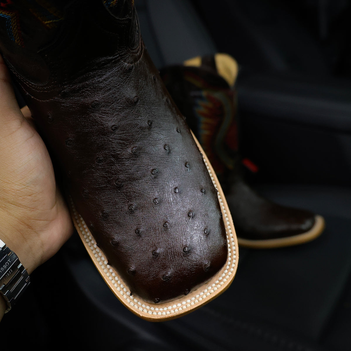 Brown Smooth Ostrich Ranch Boots main image 0