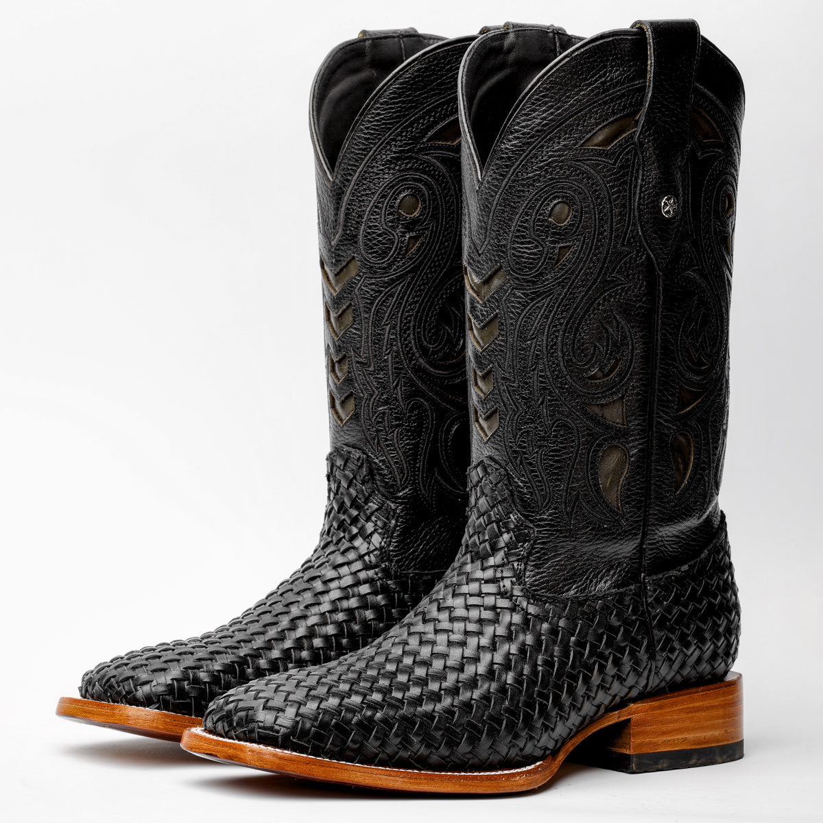Texas Steer black leatherr cowboy boots men’s Size 7.5 Gameday Men main image 3