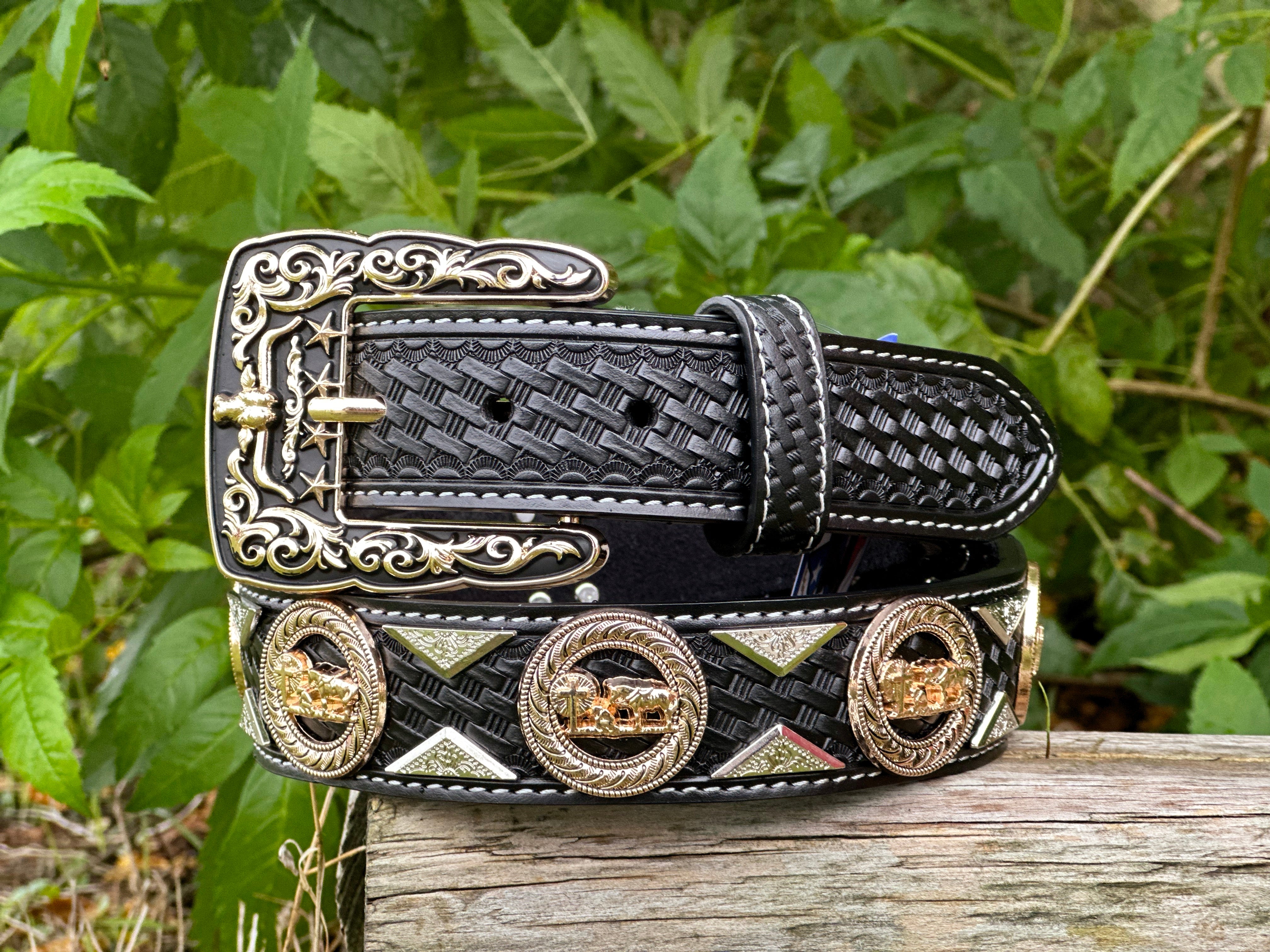 Men's Black Leather Belt With Praying Cowboy Concho – Texas Boot Ranch