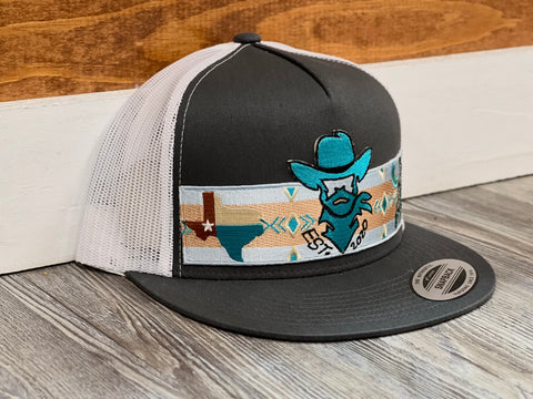 Grey/White - Cowboy With Texas and Cactus