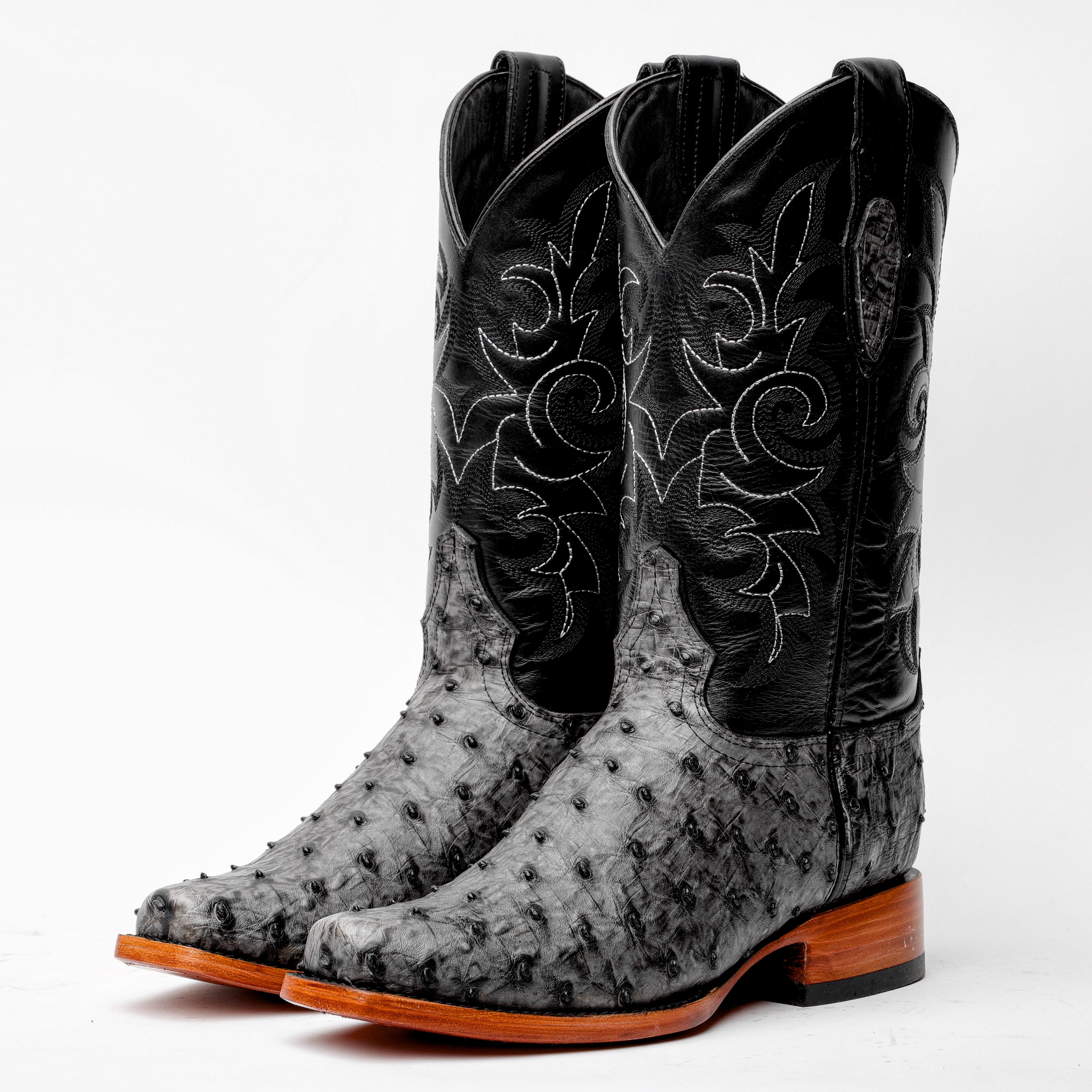 Grey Ostrich Leather Boots - Cutter Toe – Texas Boot Ranch