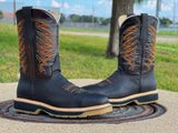 Men’s Dark Brown Bull Neck Leather Work Boots- Steel Toe