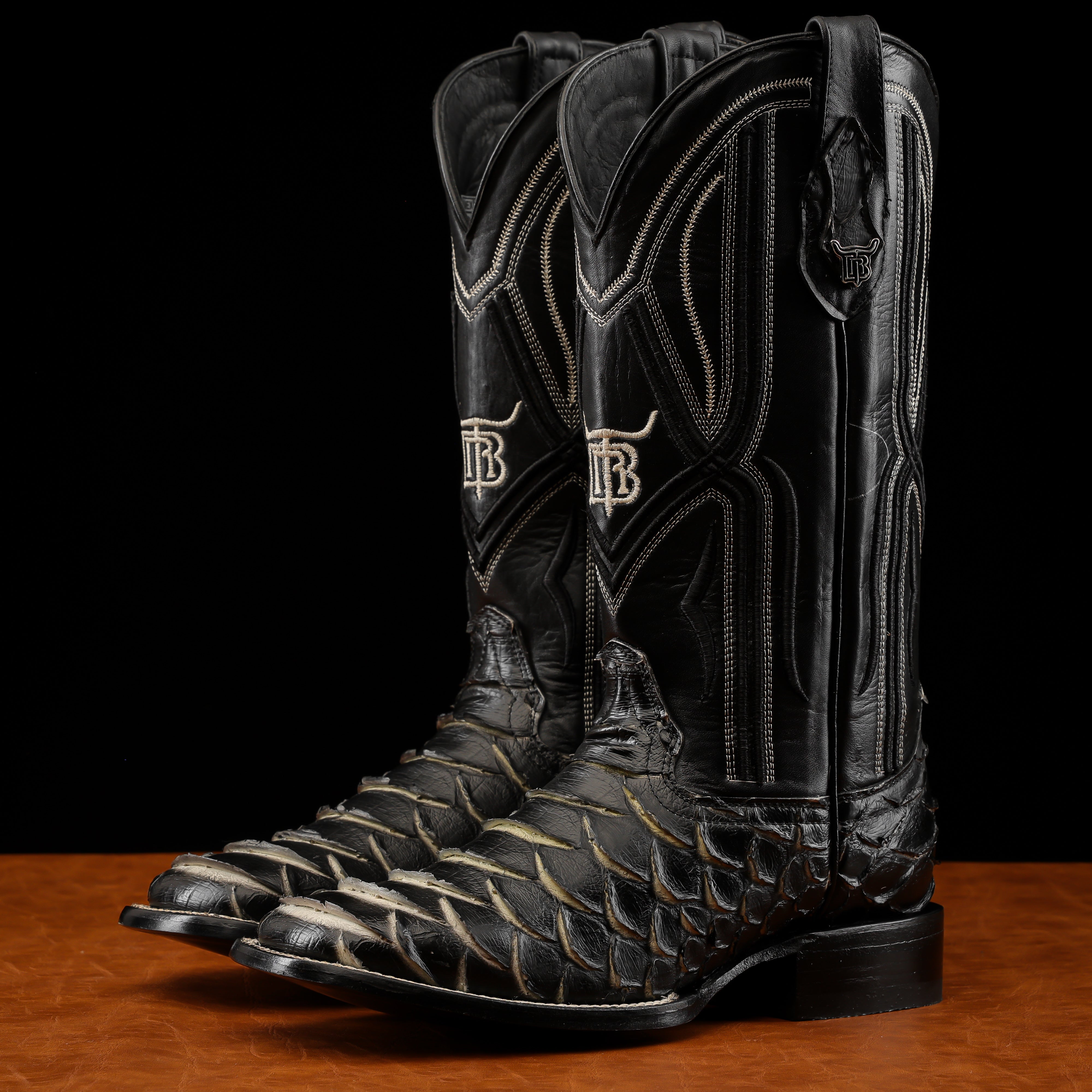 Black/White Jumbo Python Leather Boots - Square Toe – Texas Boot Ranch