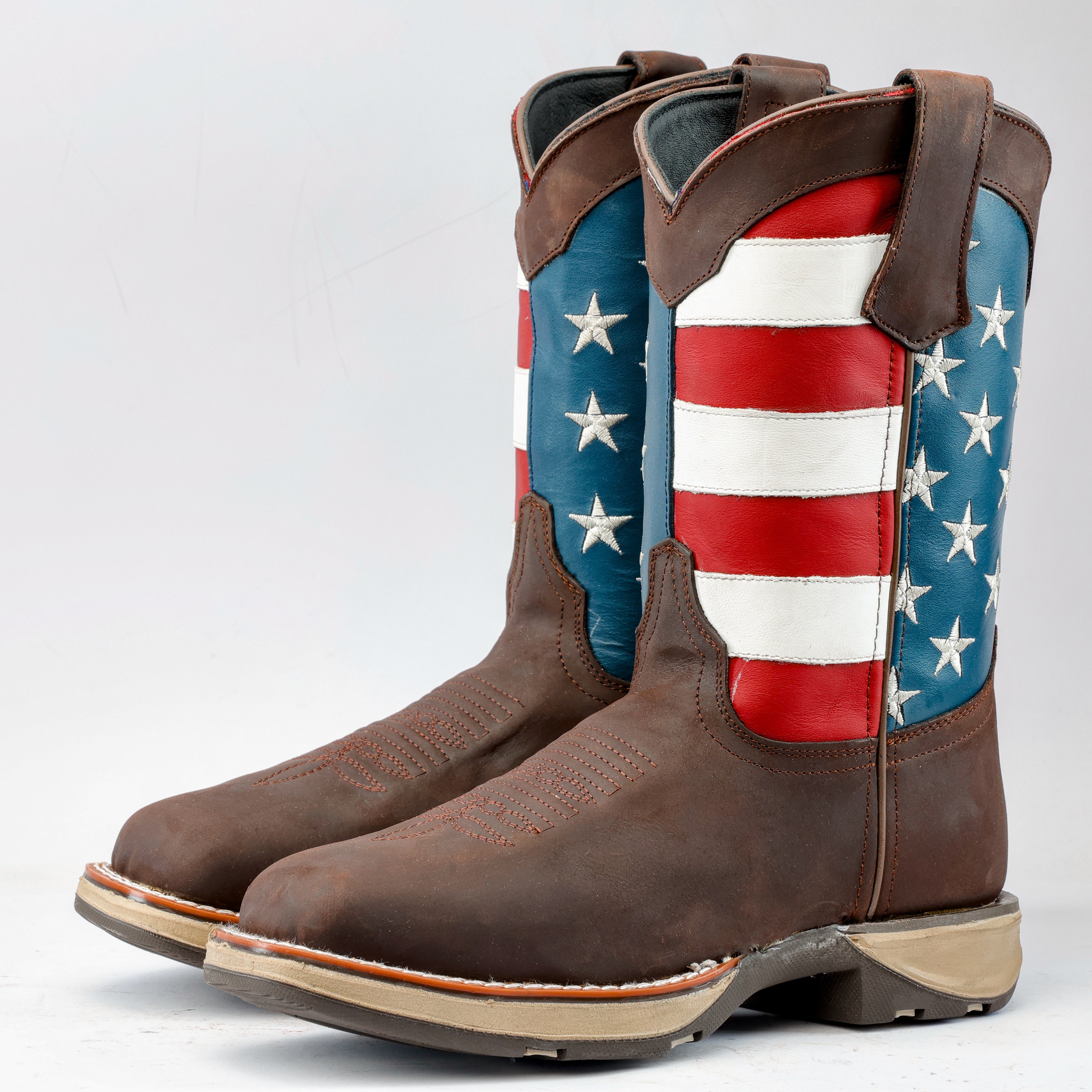Brown USA Flag Leather Work Boots - Composite Toe – Texas Boot Ranch