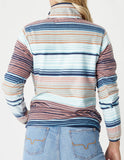 Cinch Women’s Light Blue with Navy Blue & Tan Stripes Sweater