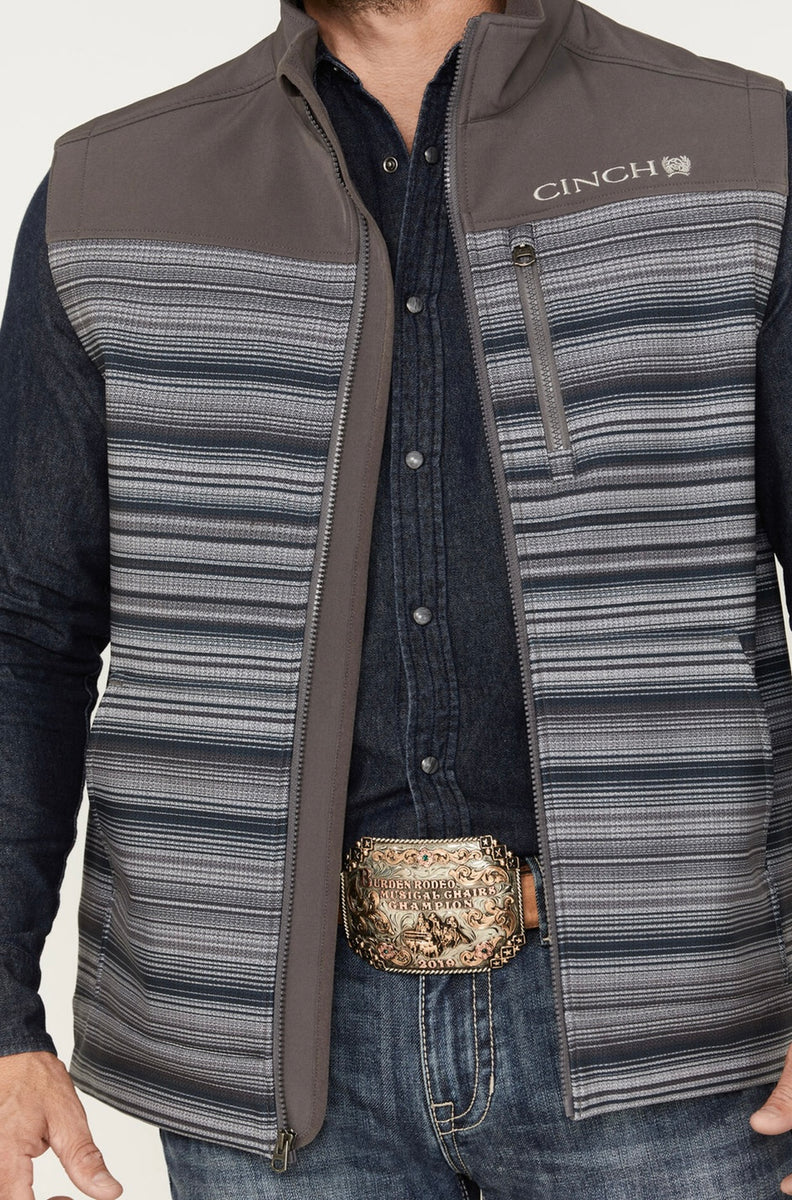 Cinch Grey Bonded Ribbed Vest for Men - Cowpokes Western Shop