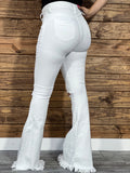 Women’s HY337 White Bell Bottoms Jeans