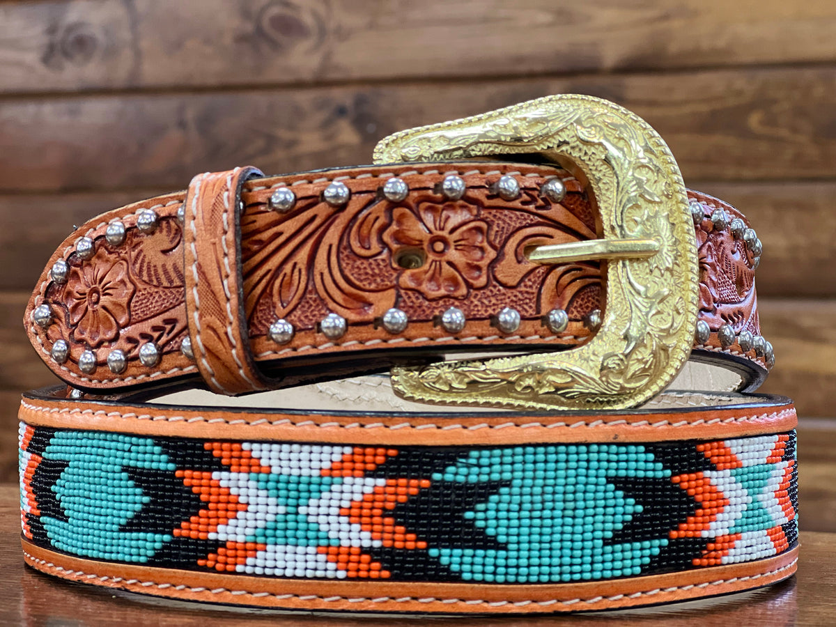 Cognac Artesanal Long Wallet With Turquoise Beaded – Texas Boot Ranch