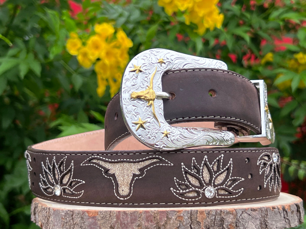 Nocona Women's Flower Embroidered Belt