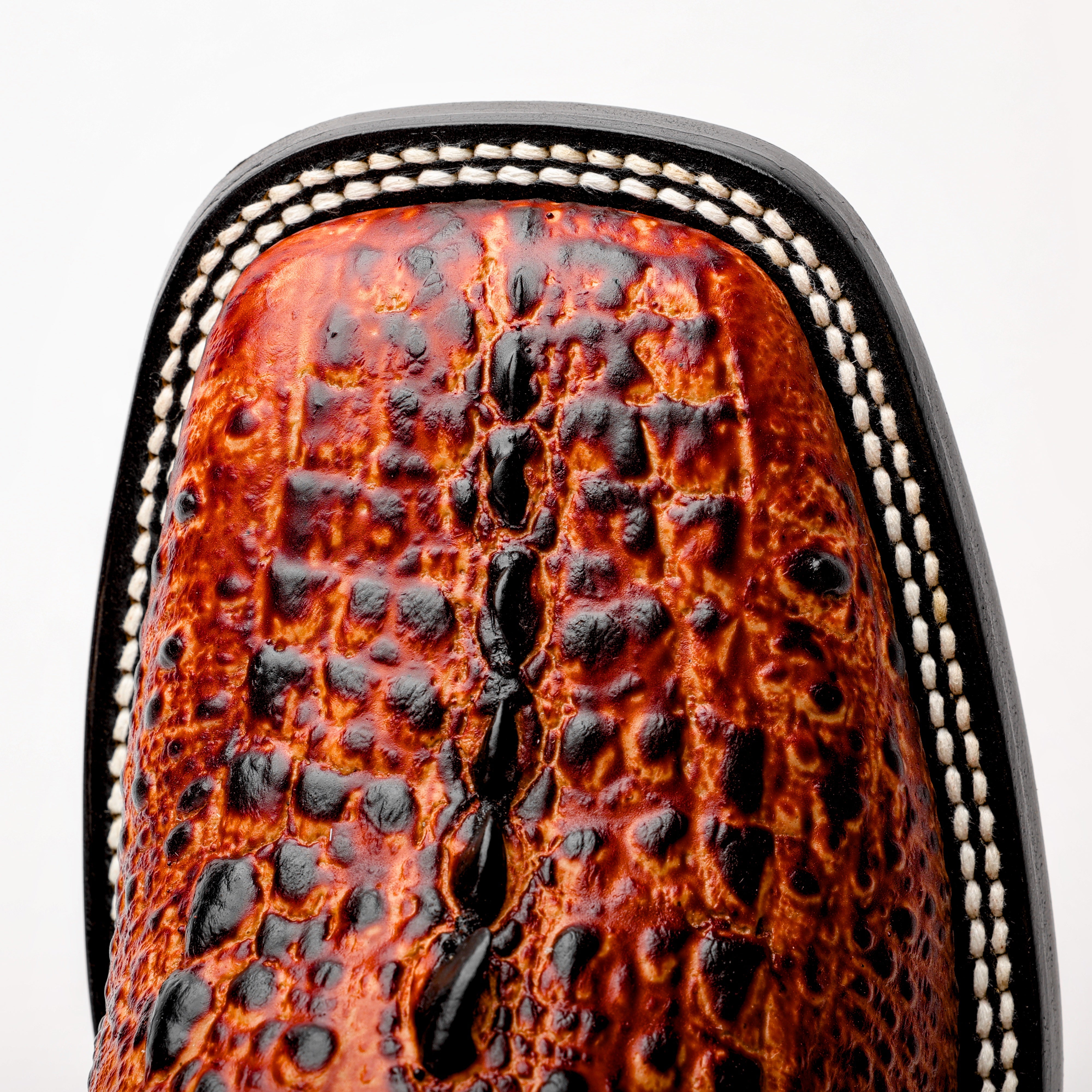Cognac Snapping Turtle Print Leather Boots - Square Toe – Texas