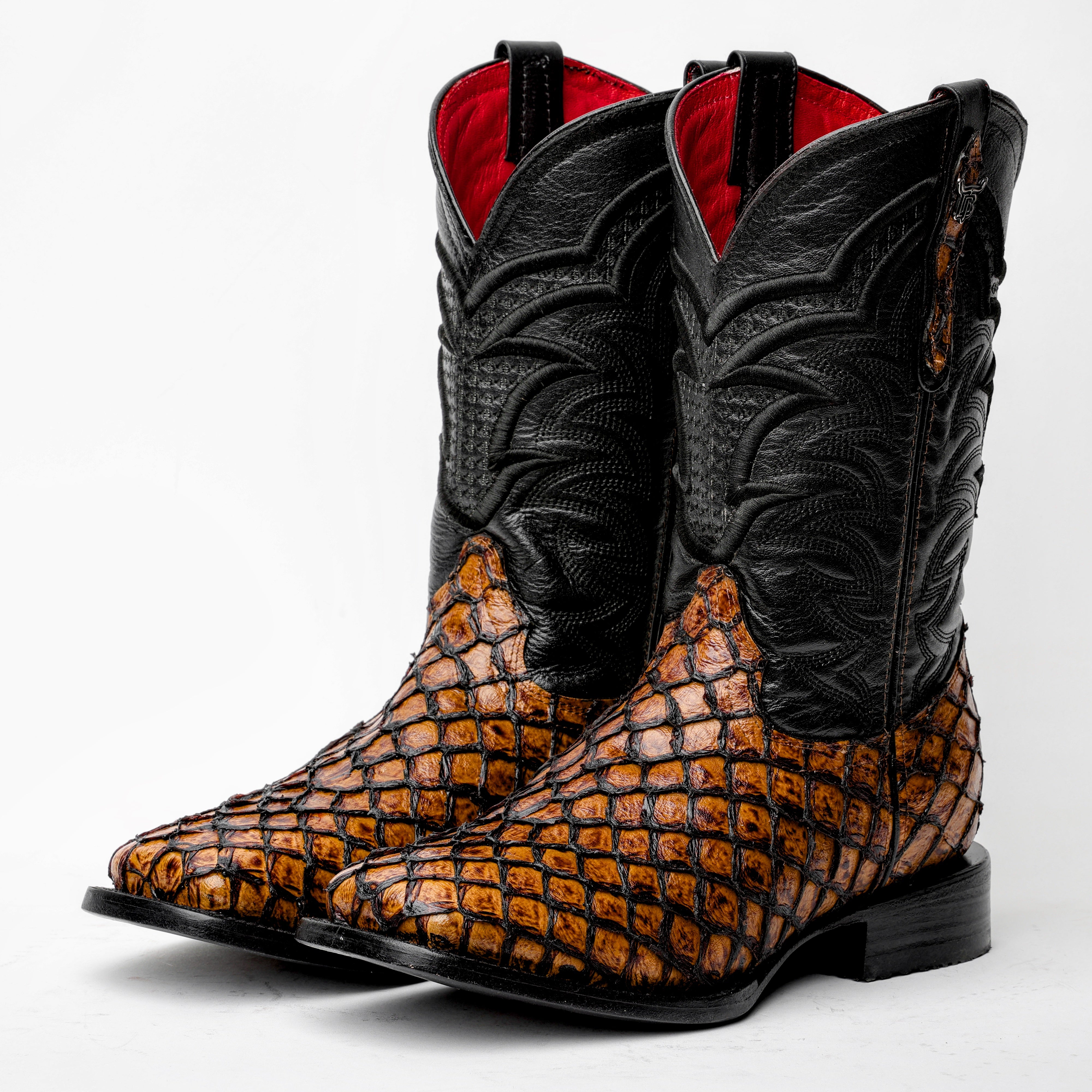 Honey Cognac Mini Pirarucu Leather Boots - Square Toe – Texas Boot