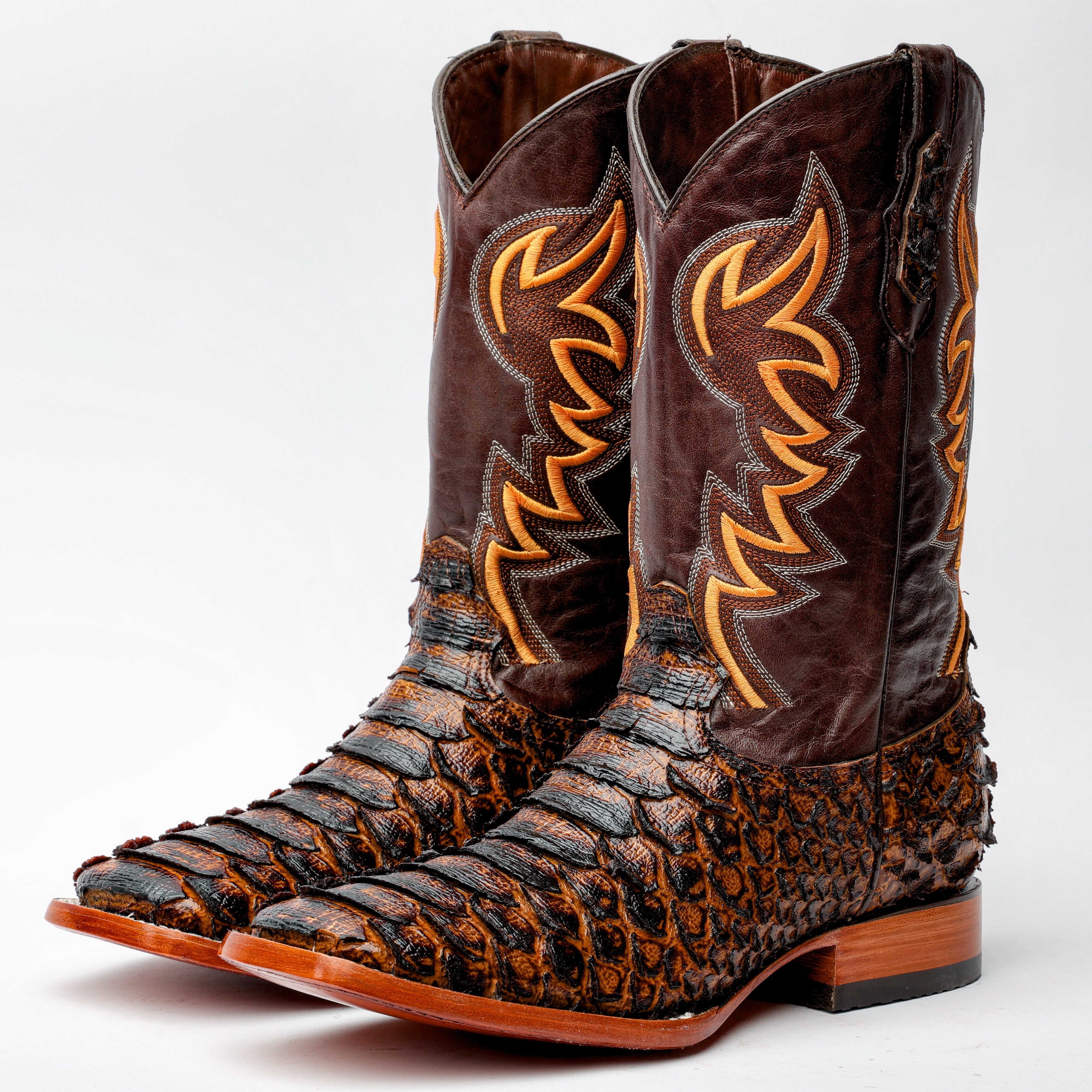 Honey Cognac Jumbo Python Leather Boots - Square Toe – Texas Boot
