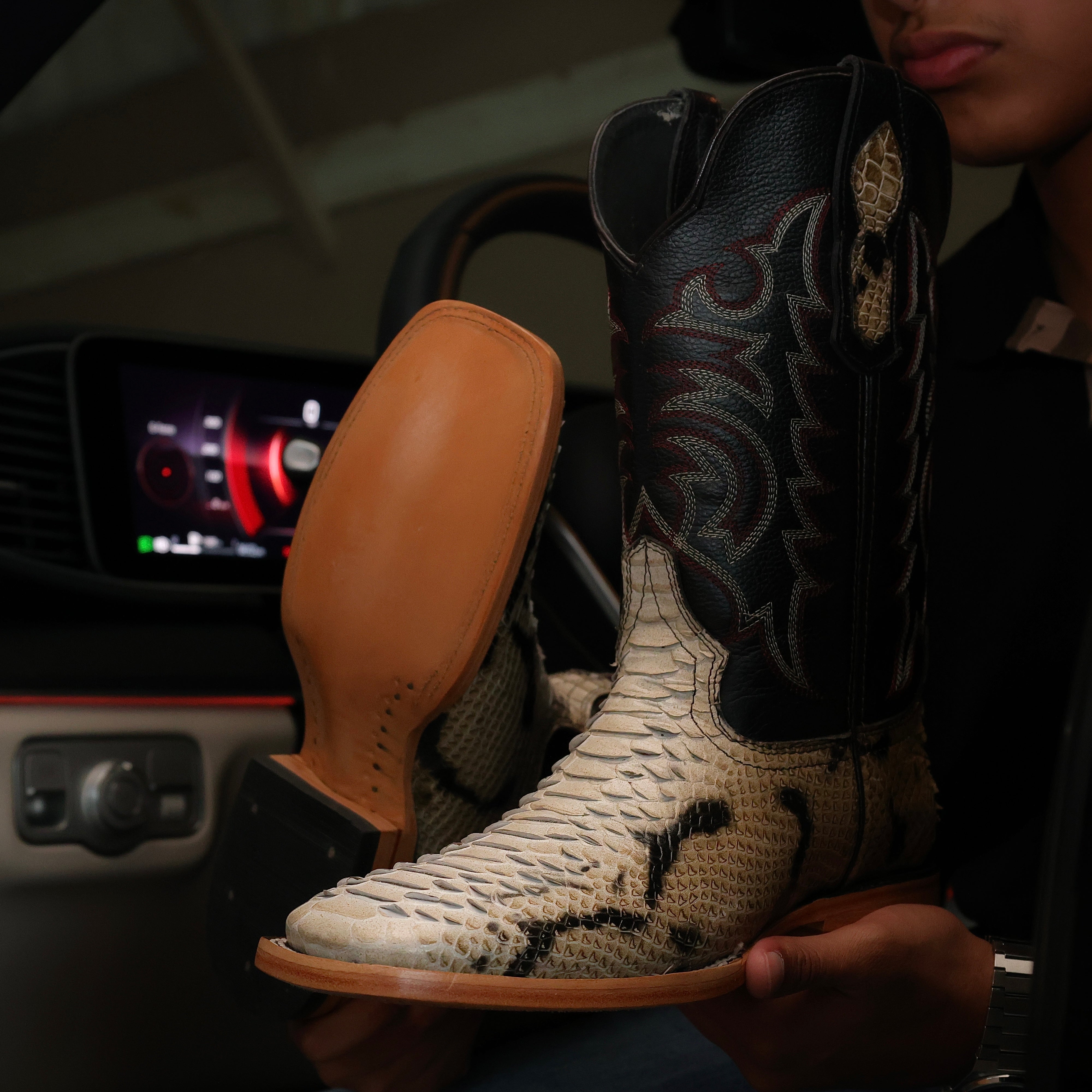 Square toe snakeskin boots online