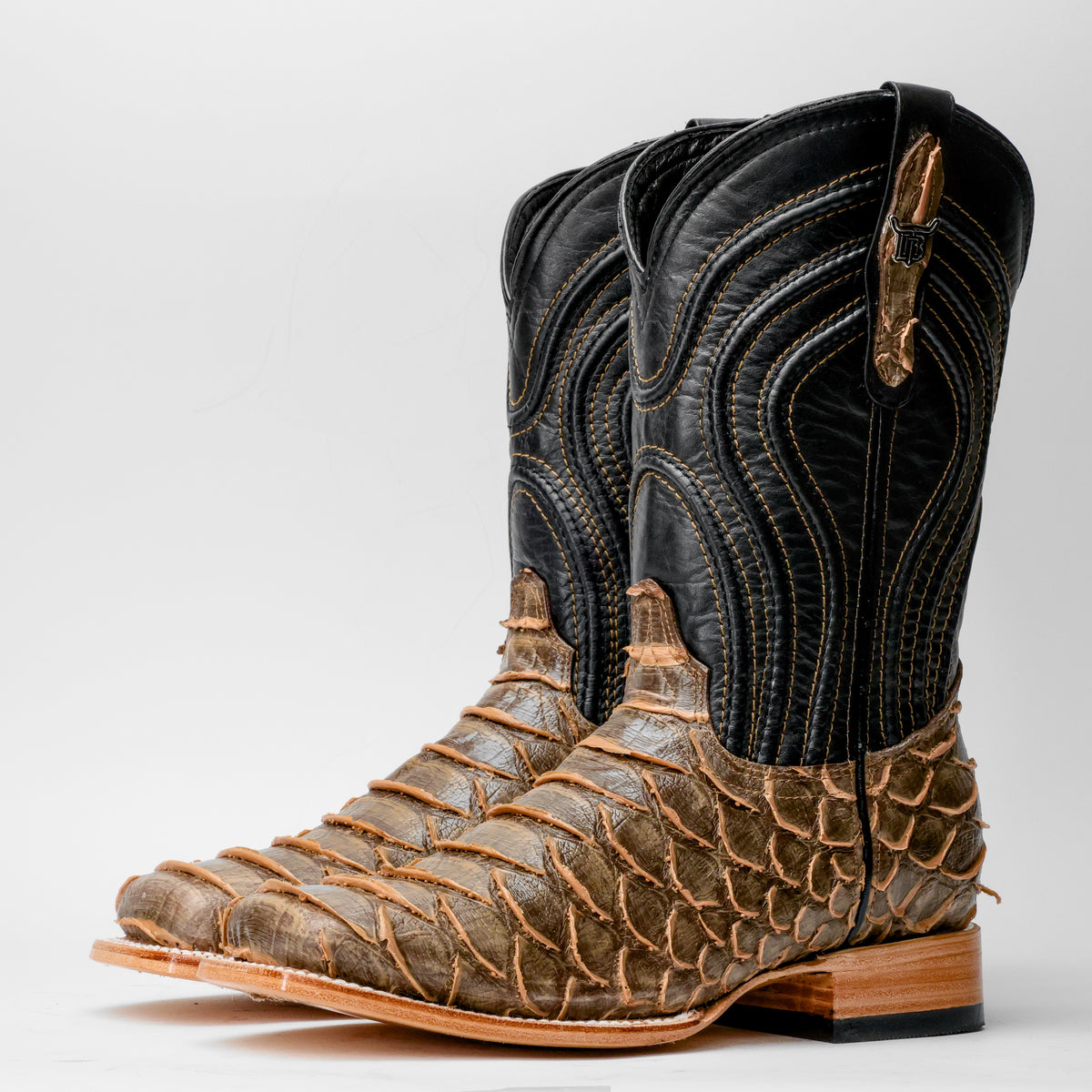 Rustic Light Brown Python Leather Boots - Square Toe – Texas Boot Ranch