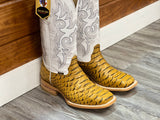 Men’s Butter Python Leather Boots With White Shaft