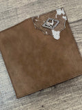 Cowhide /Rooster Concho Brown Long Leather Wallet