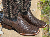 Men’s Brown Ostrich Leather Boots With Black Shaft