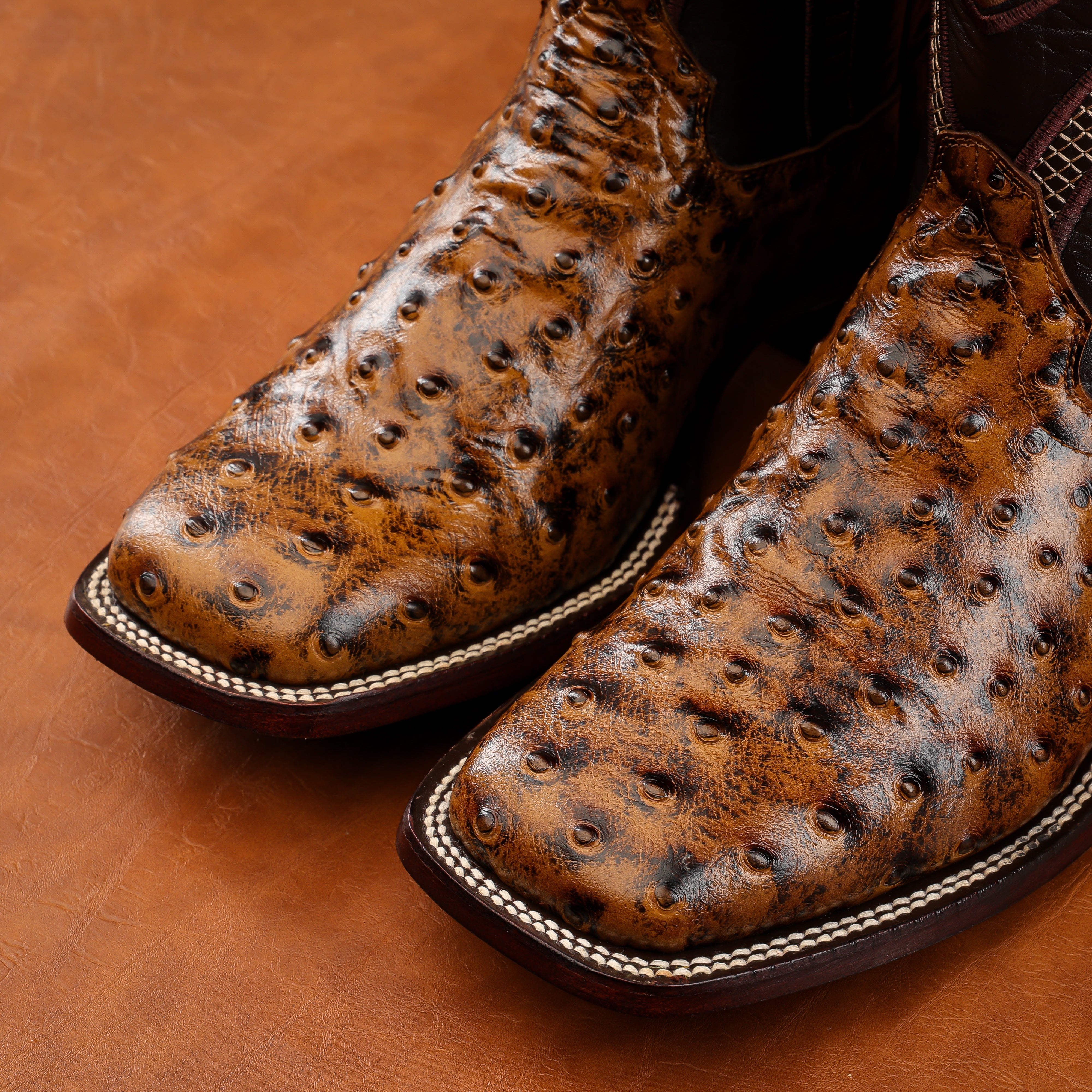 Honey Ostrich Leather Boots - Square Toe – Texas Boot Ranch