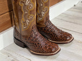 Men’s Brown Crocodile Leather Boots With Brown Shaft