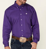 Men’s Cinch Solid Purple Long Sleeve Button Down Shirt