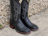 Men’s Black Crocodile Leather Boots With Black Shaft