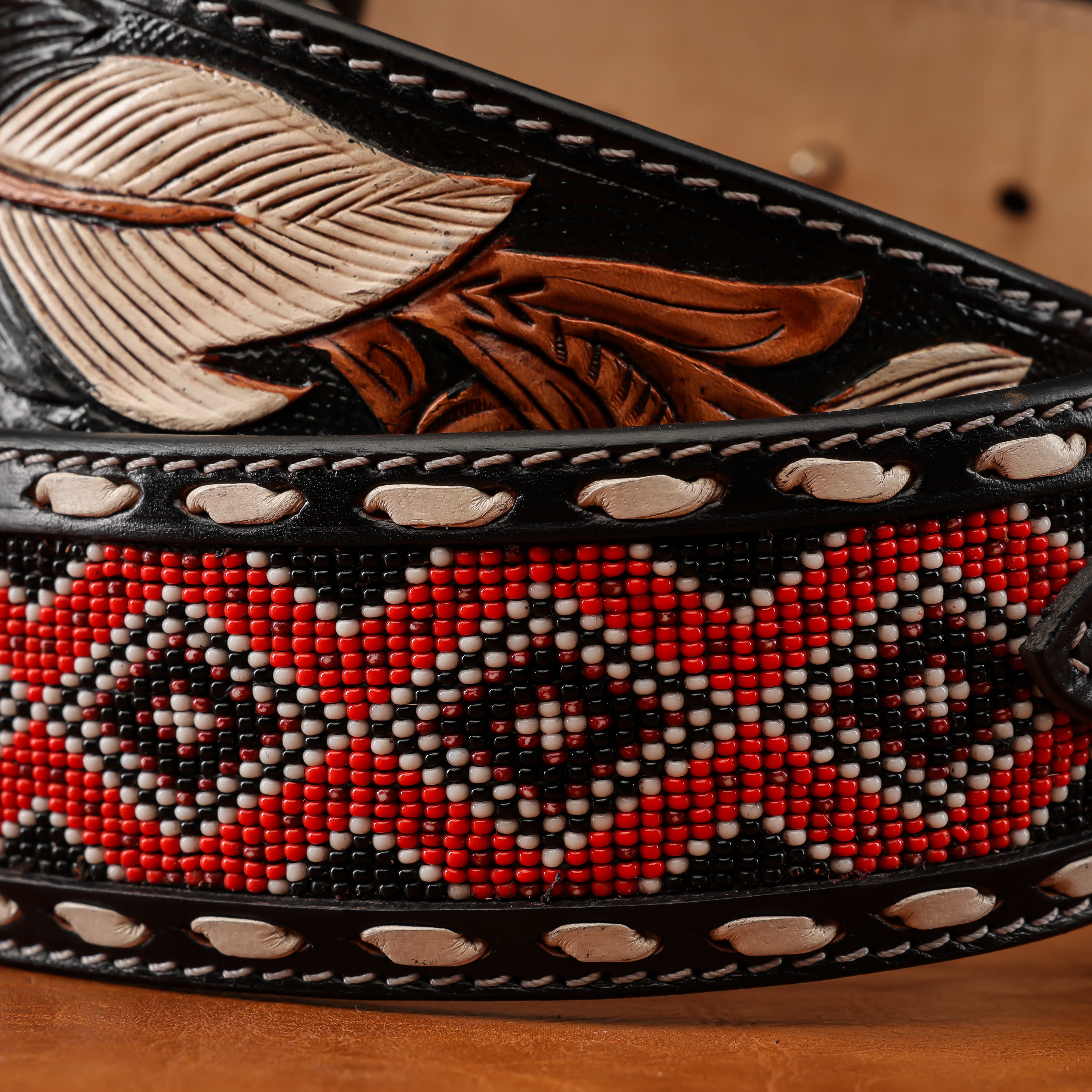 2 Inch Hand-Tooled Artesanal Beaded Leather Belt – Texas Boot Ranch