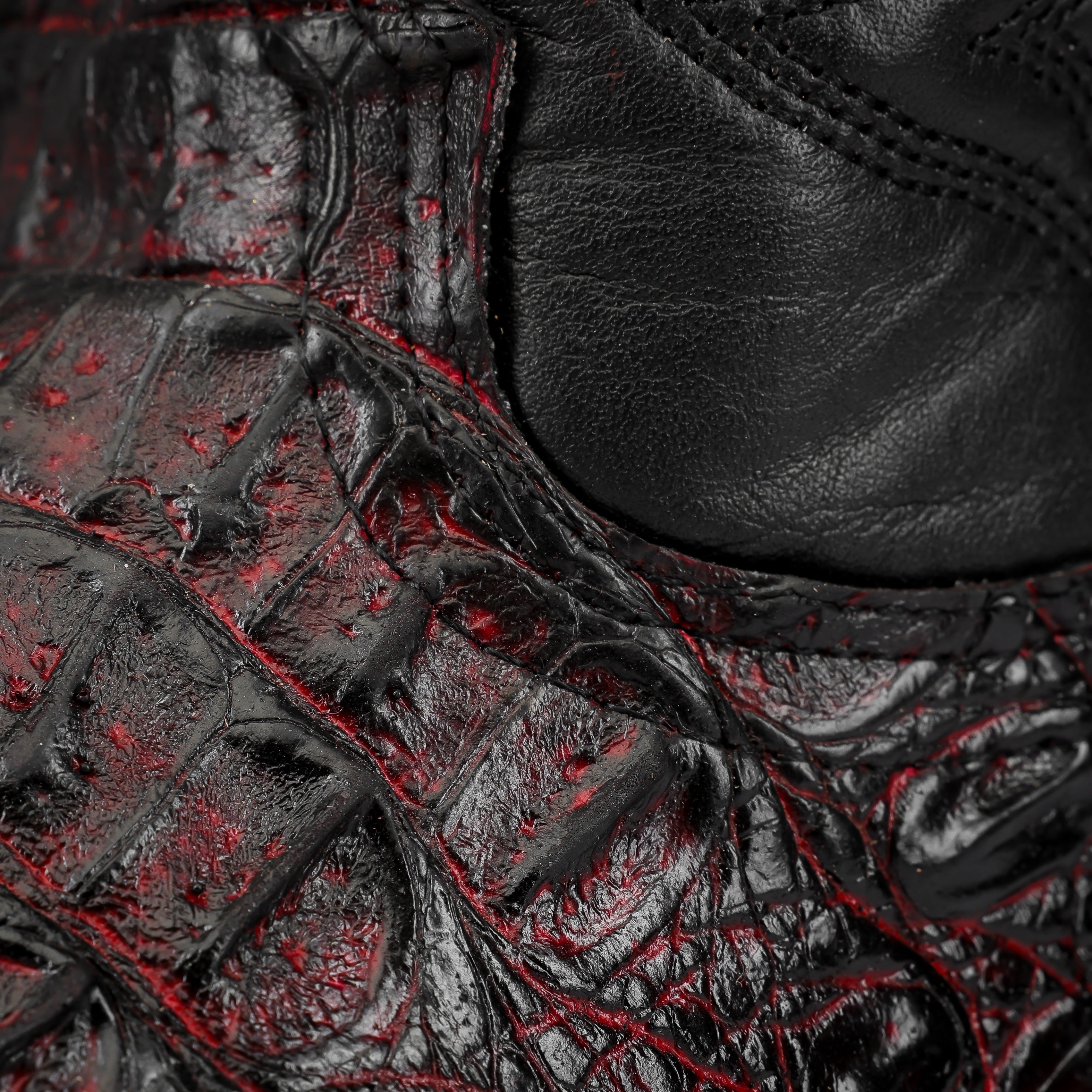 Black Cherry Caiman Neck Leather Boots - Square Toe – Texas Boot Ranch