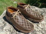 Men’s Brown Crossed stitched Leather Boat Shoes