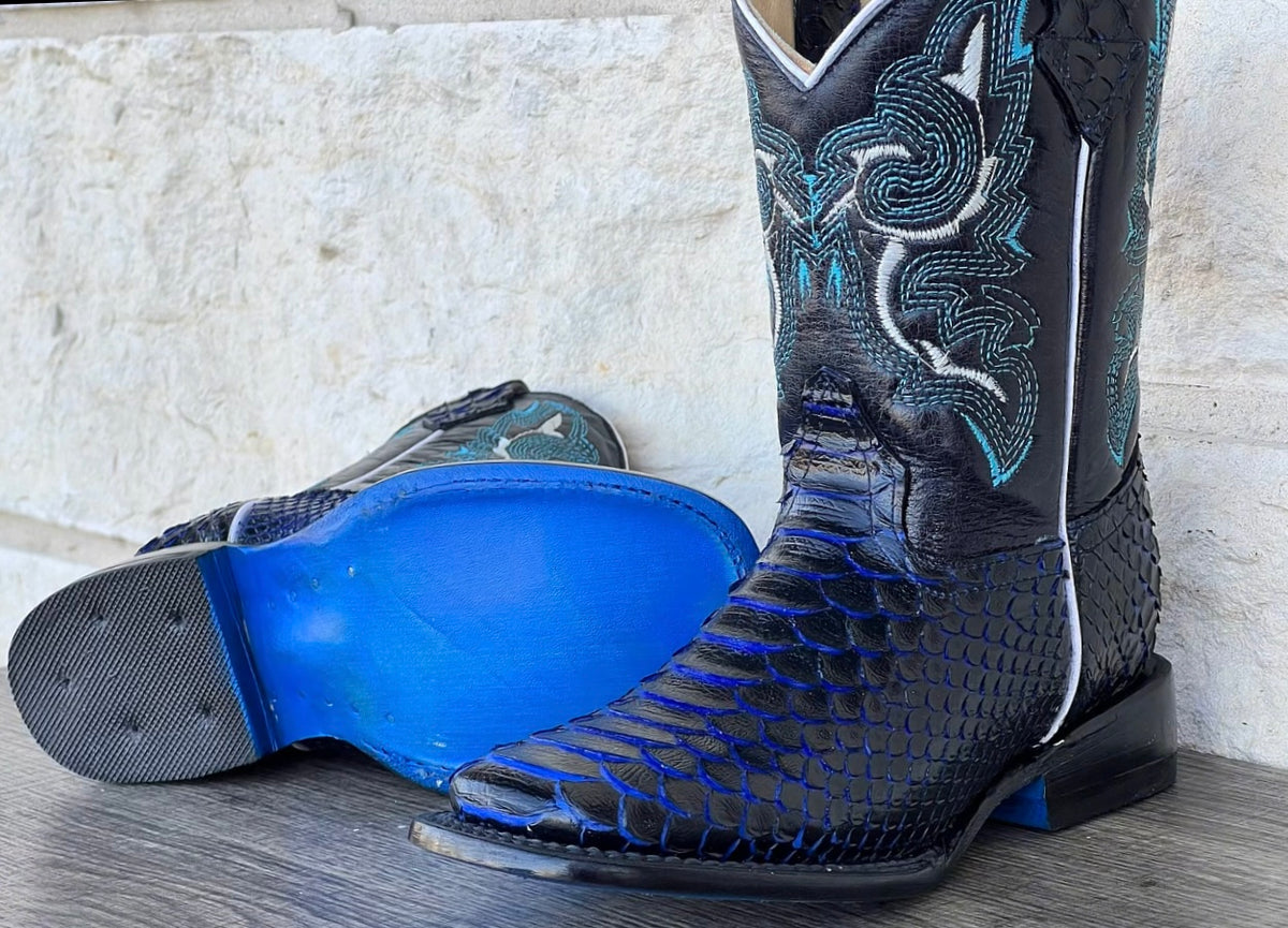 Kids Midnight Blue Python Leather Boots – Texas Boot Ranch