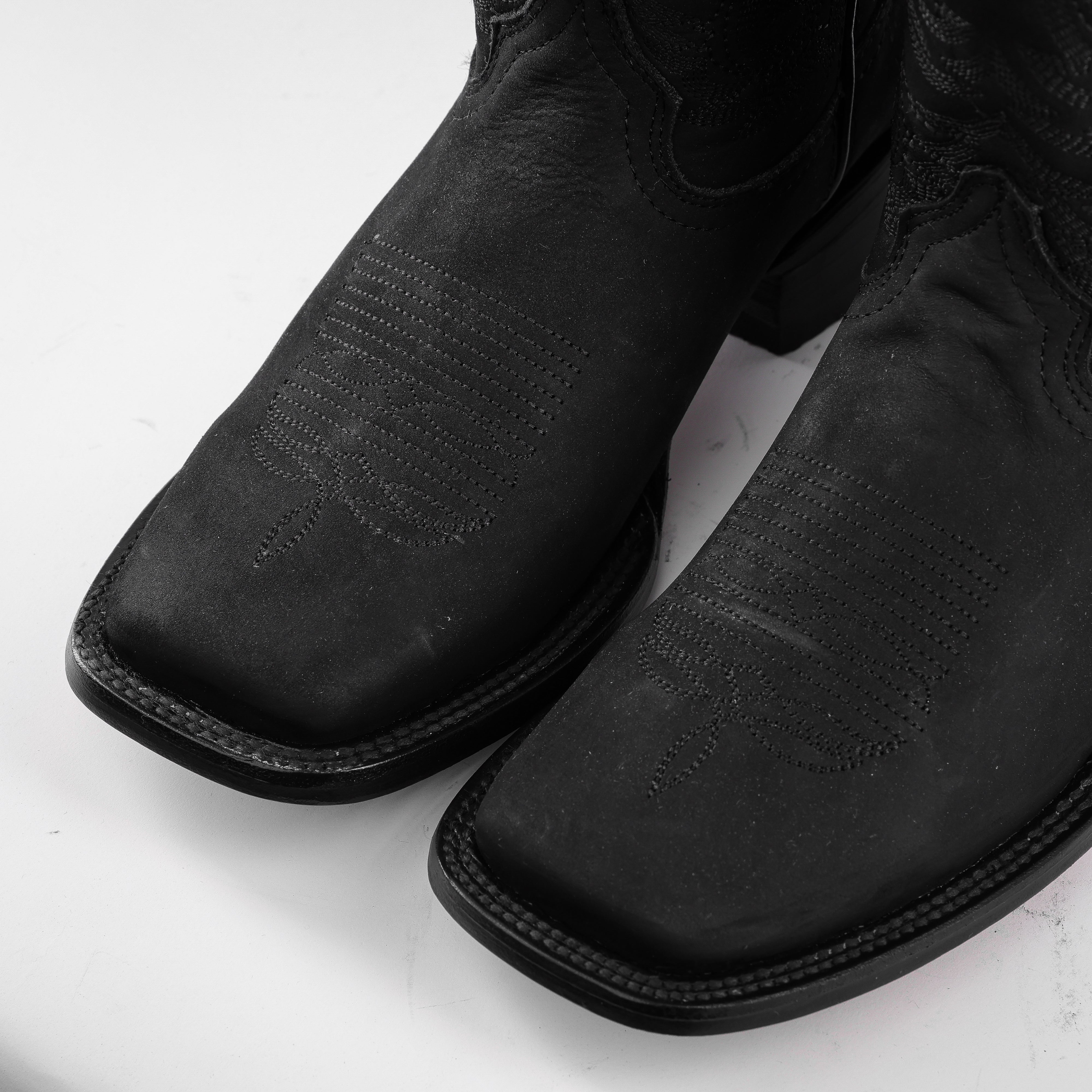 Black Nobuck Leather Boots - Square Toe – Texas Boot Ranch
