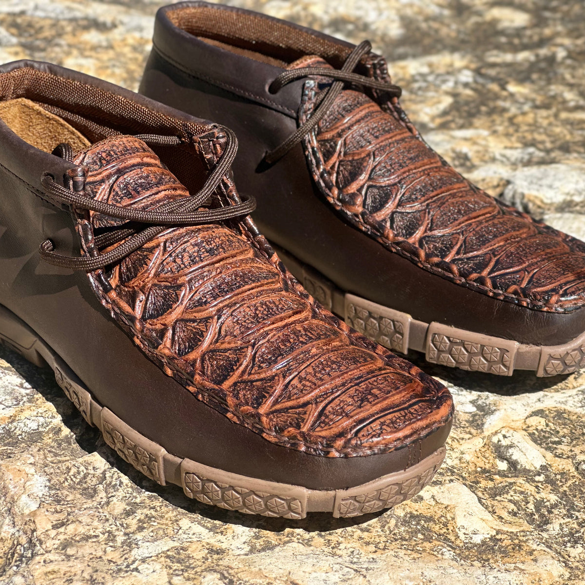 Men’s Brown Jumbo Python Leather Boat Shoes – Texas Boot Ranch
