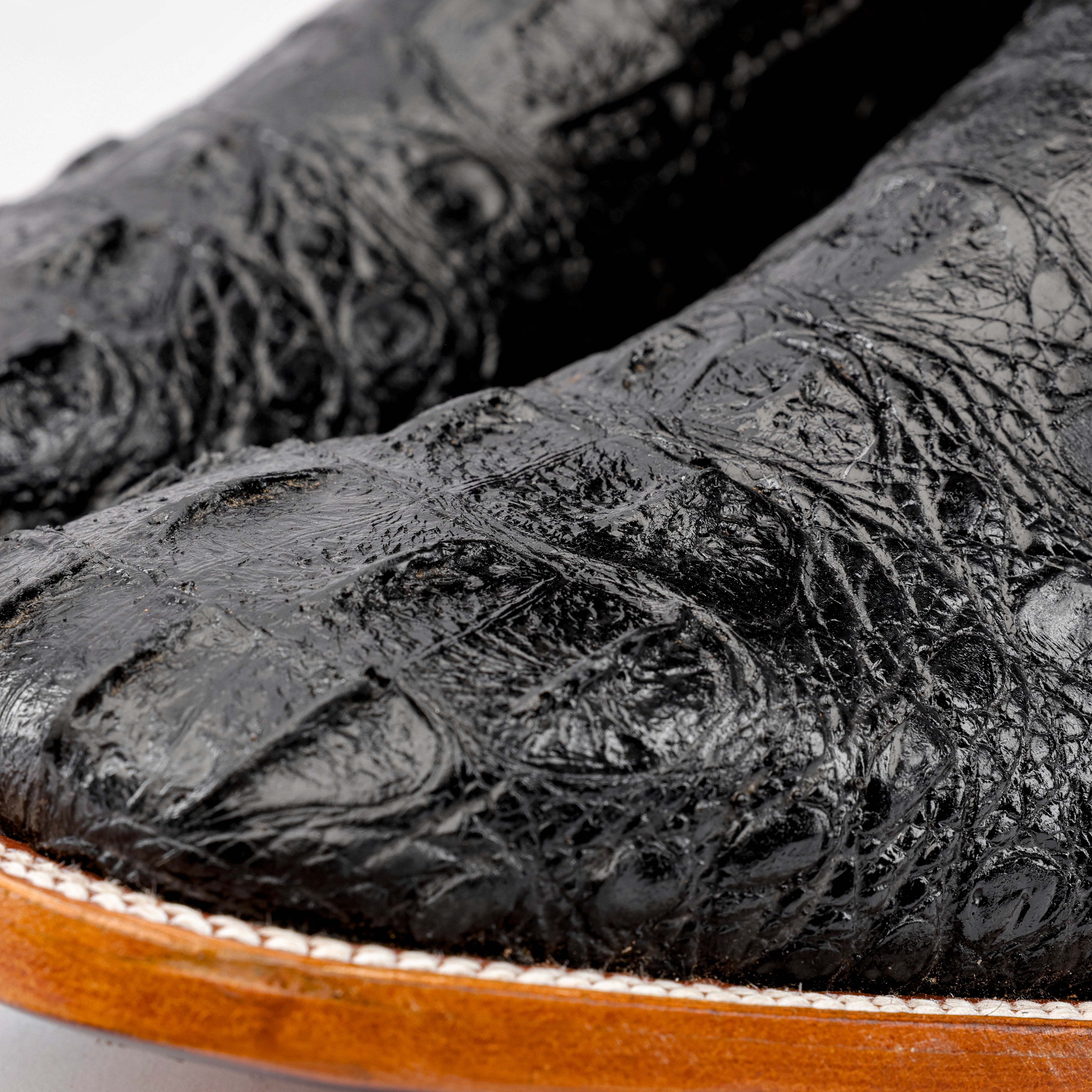 Black Caiman Neck Leather Boots - Square Toe – Texas Boot Ranch