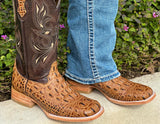 Men’s Honey Crocodile Leather Boots With Brown  Shaft