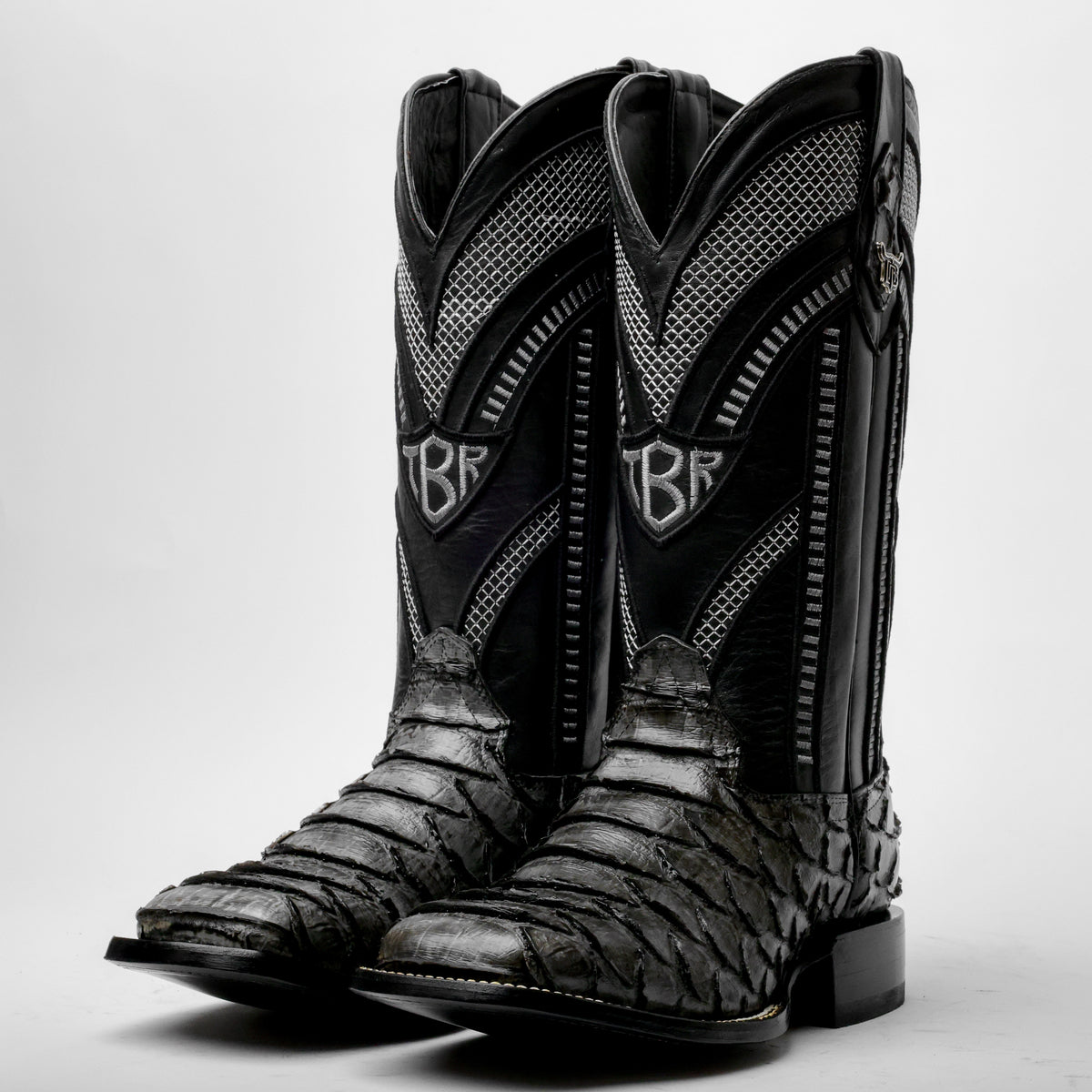 Grey Jumbo Python Leather Boots - Square Toe – Texas Boot Ranch