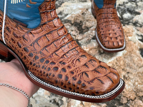 Men’s Conag Crocodile Leather Boots With Blue Shaft