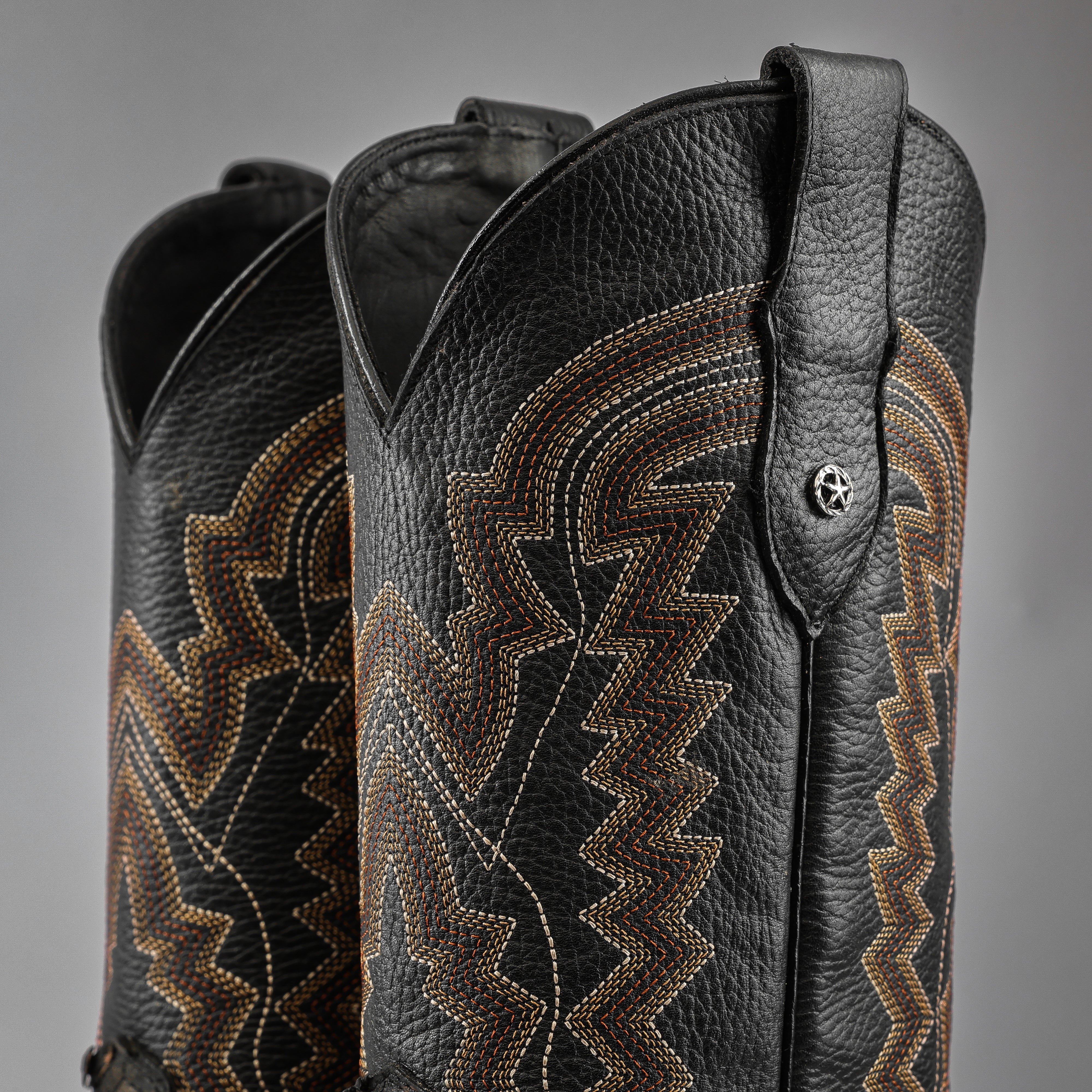 Black/Gold Jumbo Pirarucu Leather Boots - Square Toe – Texas Boot