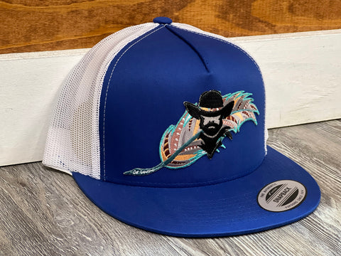 Blue/ White - Feather With Cowboy