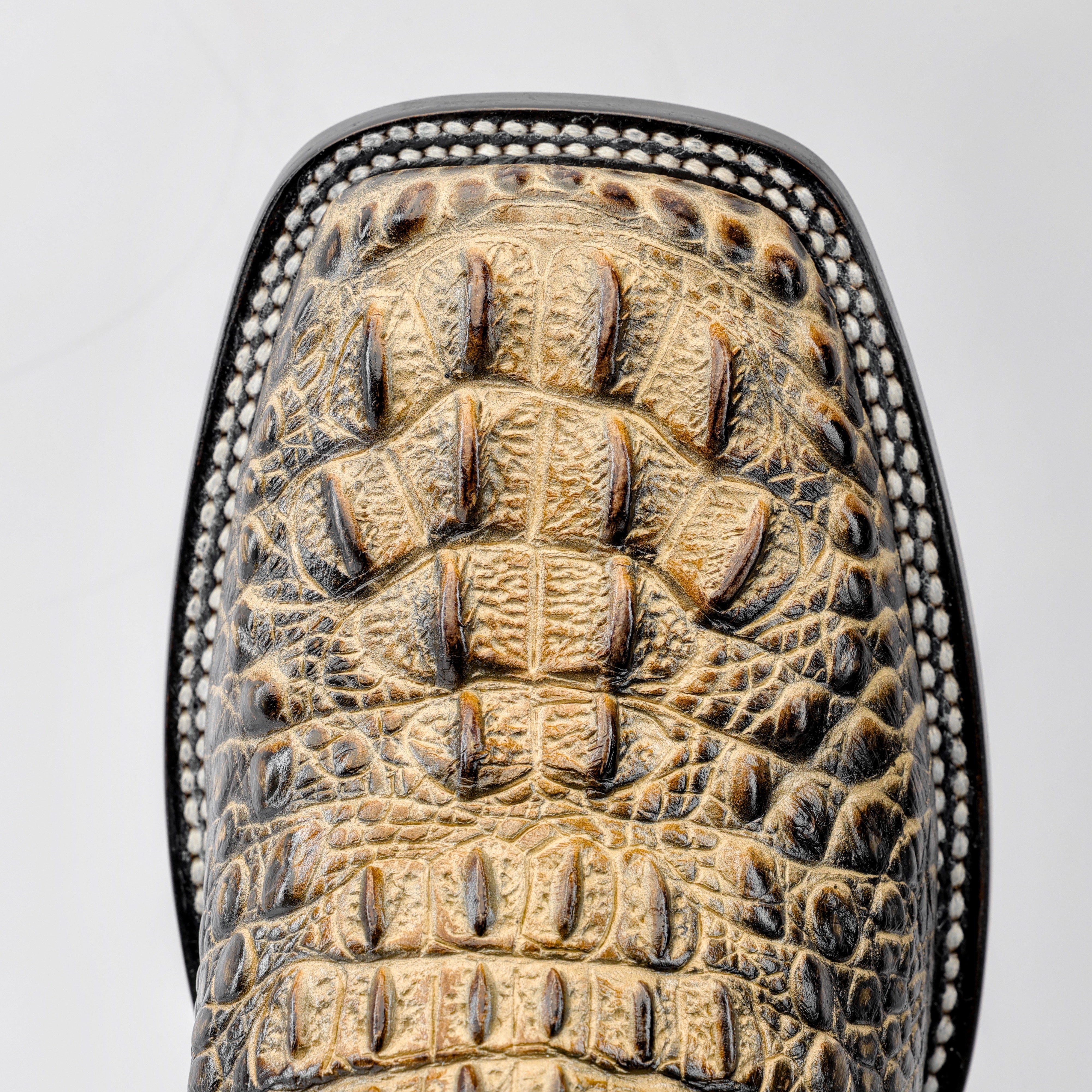 Orix Two-Tone Caiman Neck Leather Boots - Square Toe – Texas Boot