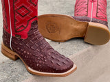 Men’s Maroon Crocodile Leather Boots With Red Shaft