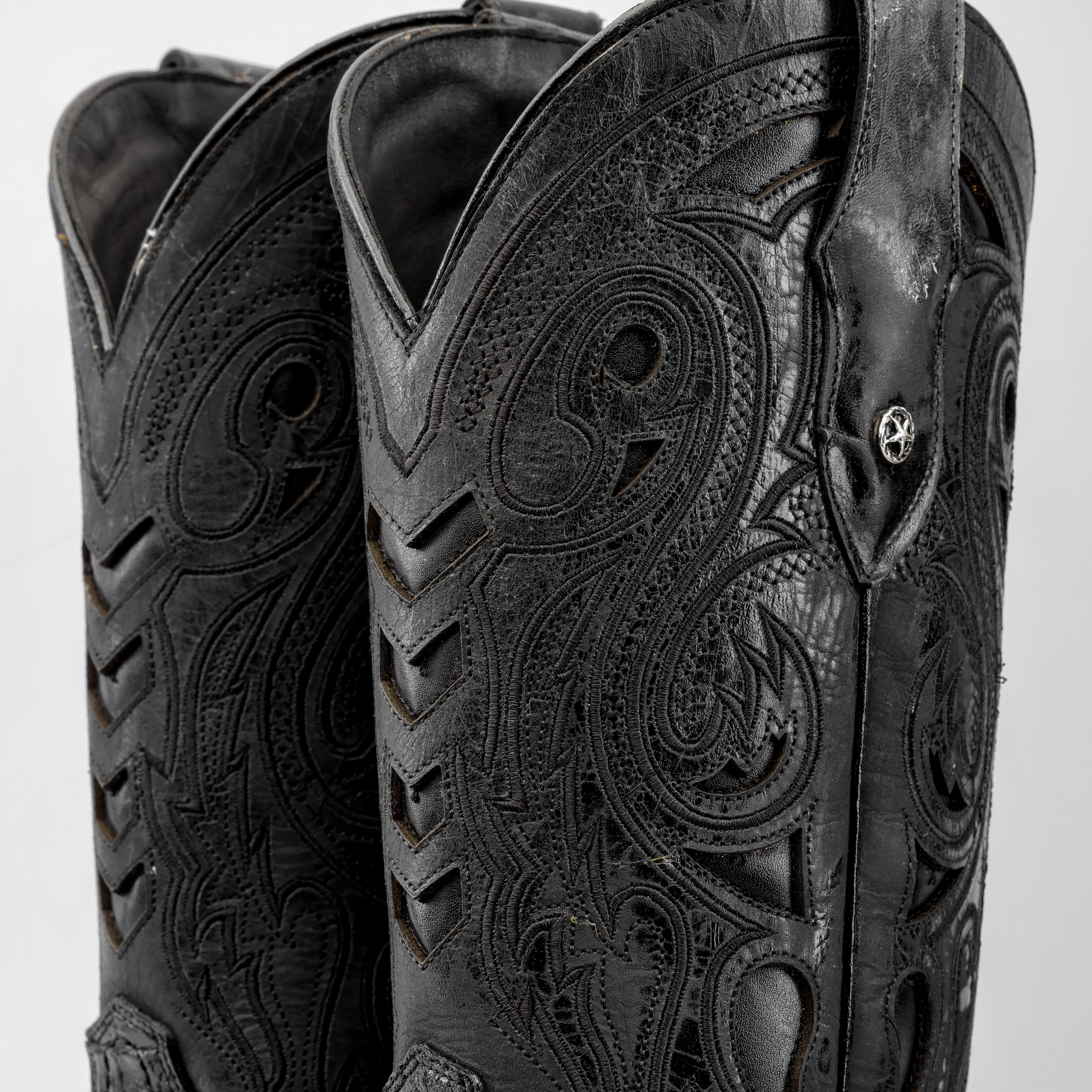 Black Caiman Neck Leather Boots - Square Toe – Texas Boot Ranch