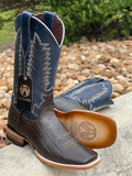 Men’s Brown Pull Up Leather Boots With Blue Shaft