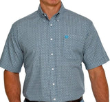 Men’s Cinch Blue Geo Print Short Sleeve Button Down Shirt