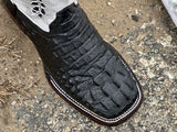 Men’s Black Crocodile Leather Boots With White Shaft