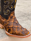Men’s Honey Rustic Pirarucu Exotic Boots With Black Shaft