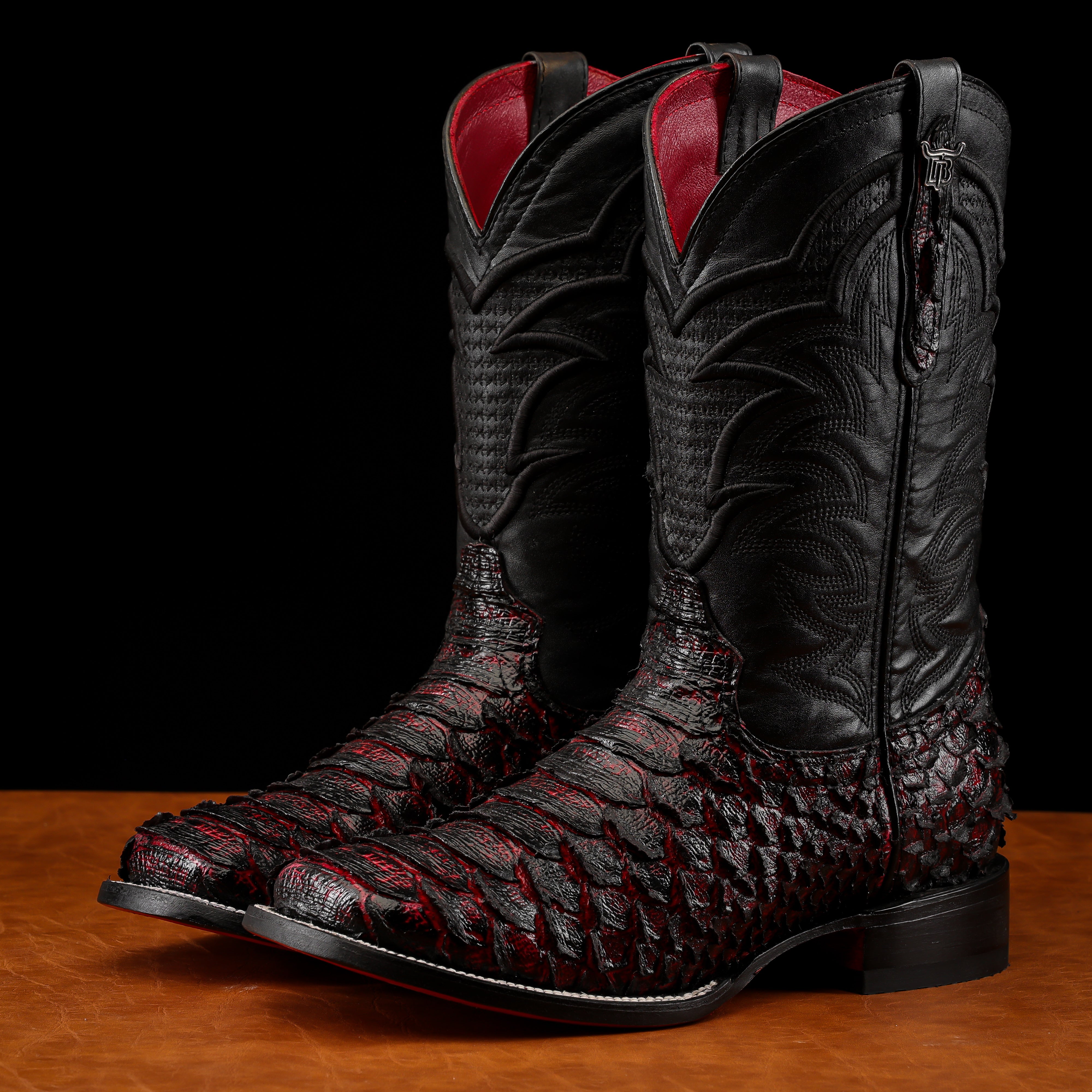 Black Cherry Jumbo Python Leather Boots - Square Toe – Texas Boot