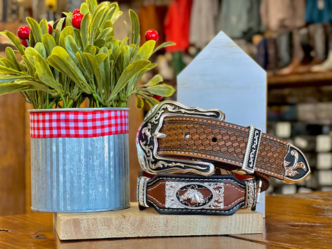 Men’s Honey Leather Belt With Horse Concho