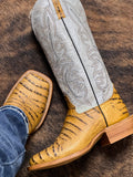 Men’s Butter Crocodile Belly Leather Boots With White Shaft
