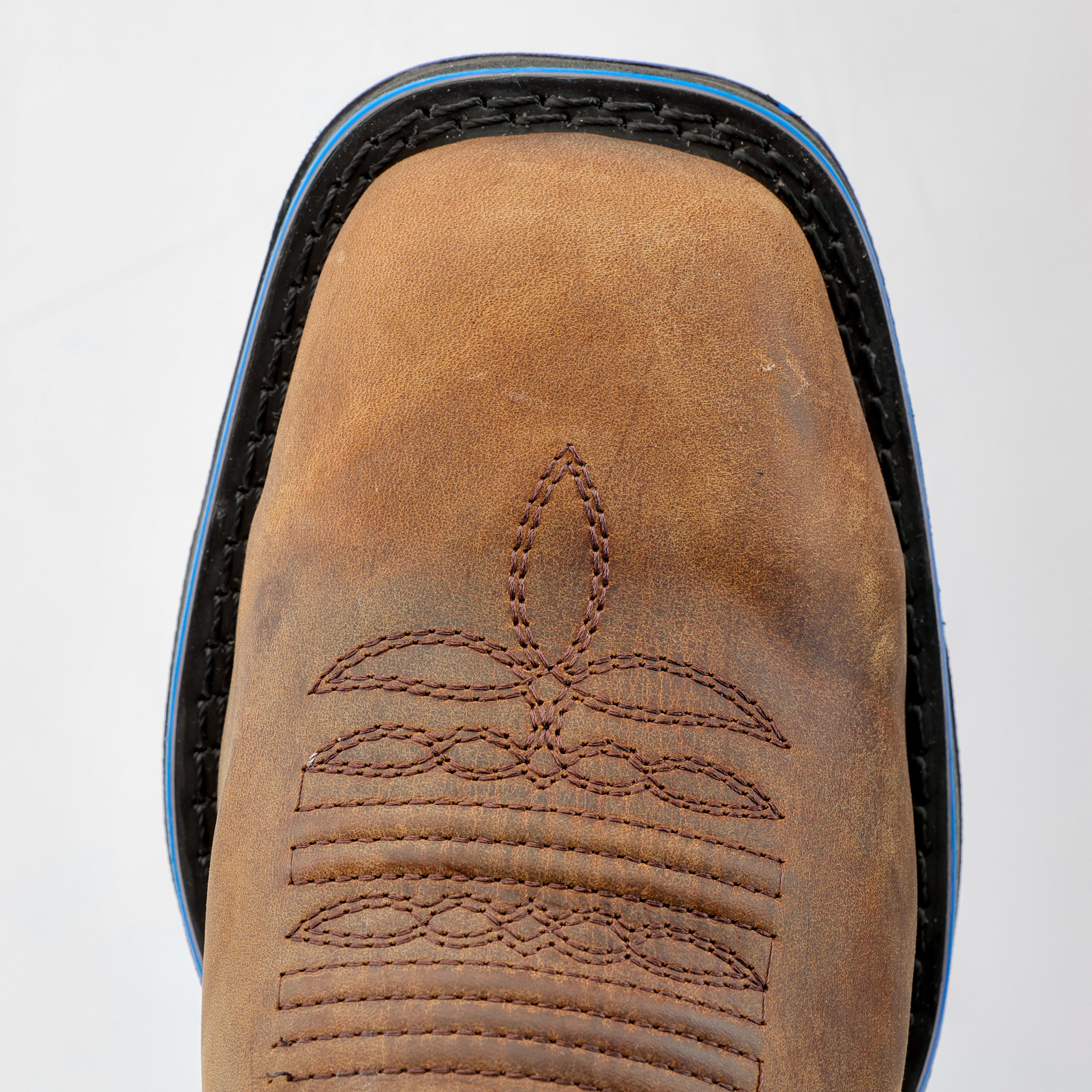 Distressed Brown “Whisky TEXAS Flag Leather Work Boots - Composite